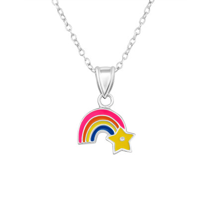 Rainbow Children's Sterling Silver Necklace with Epoxy