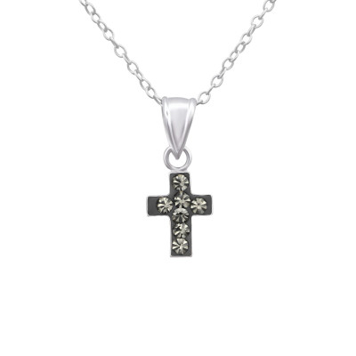 Cross Children's Sterling Silver Necklace with Crystal