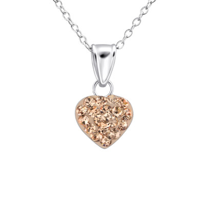 Children's Silver Heart Necklace with Crystal