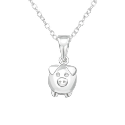 Children's Silver Pig Necklace