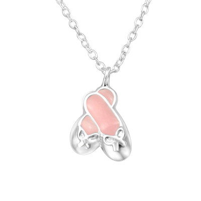 Ballet Shoes Children's Sterling Silver Necklace with Epoxy