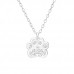 Children's Silver Paw Print Necklace with Genuine European Crystals