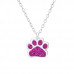 Children's Silver Paw Print Necklace with Genuine European Crystals