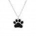 Children's Silver Paw Print Necklace with Genuine European Crystals