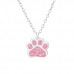 Children's Silver Paw Print Necklace with Genuine European Crystals