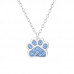 Children's Silver Paw Print Necklace with Genuine European Crystals