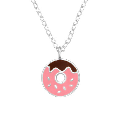 Children's Silver Doughnut Necklace with Epoxy