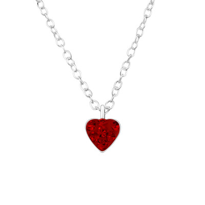 Children's Silver Heart Necklace with Crystal