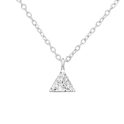 Children's Silver Triangle Necklace with Crystal