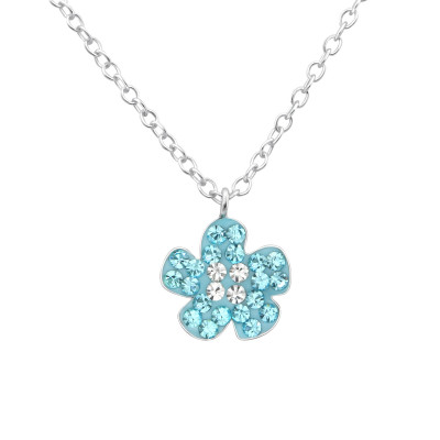 Children's Silver Flower Necklace with Crystal