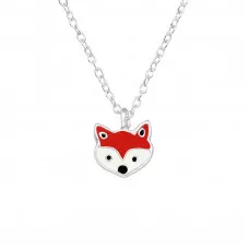 Children's Silver Fox Necklace with Epoxy