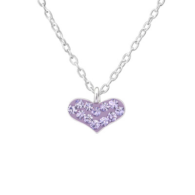 Children's Silver Heart Necklace with Crystal