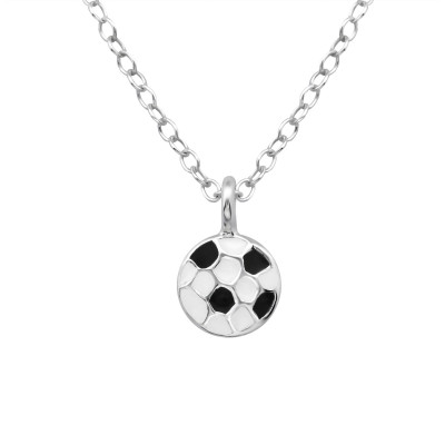 Children's Silver Football Necklace with Epoxy