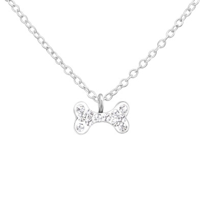 Bone Children's Sterling Silver Necklace with Crystal