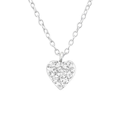 Children's Silver Heart Necklace with Genuine European Crystals