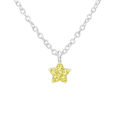 Children's Silver Star Necklace with Crystal