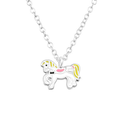 Pony Children's Sterling Silver Necklace with Epoxy