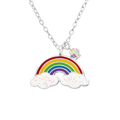 Children's Silver Rainbow Necklace with Epoxy and Genuine European Crystals