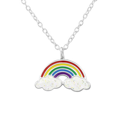 Children's Silver Rainbow Necklace with Epoxy