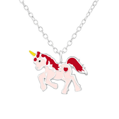 Children's Silver Unicorn Necklace with Epoxy