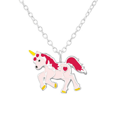 Children's Silver Unicorn Necklace with Epoxy