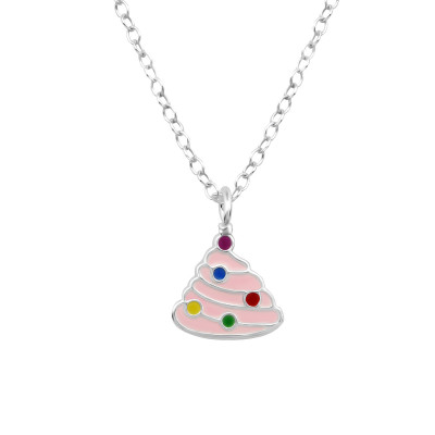 Pudding Children's Sterling Silver Necklace with Epoxy