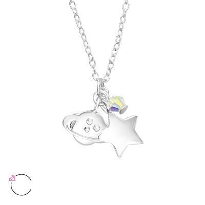 Children's Silver Space Necklace with Genuine European Crystals