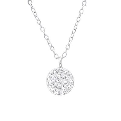 Children's Silver Round Necklace with Crystal