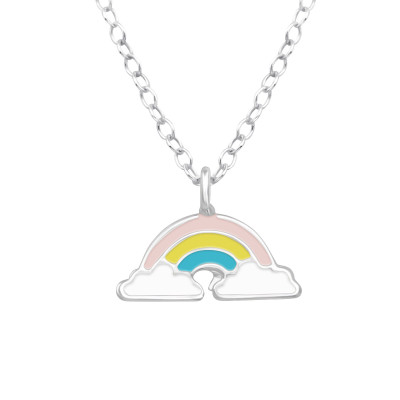 Children's Silver Rainbow Necklace with Epoxy