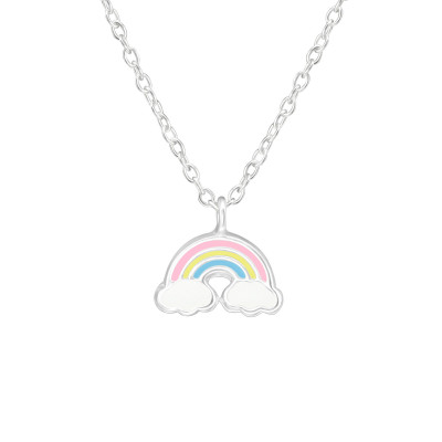 Children's Silver Rainbow Necklace with Epoxy