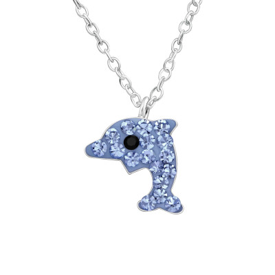 Children's Silver Dolphin Necklace with Crystal