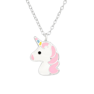 Children's Silver Unicorn Necklace with Epoxy