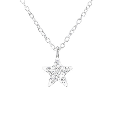 Children's Silver Star Necklace with Genuine European Crystals 