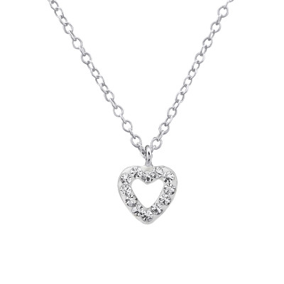 Children's Silver Heart Necklace with Crystal