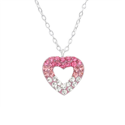 Children's Silver Heart Necklace with Crystal