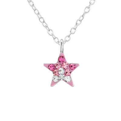 Star Children's Sterling Silver Necklace with Crystal