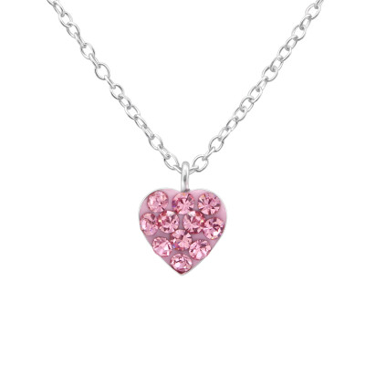 Children's Silver Heart Necklace with Crystal