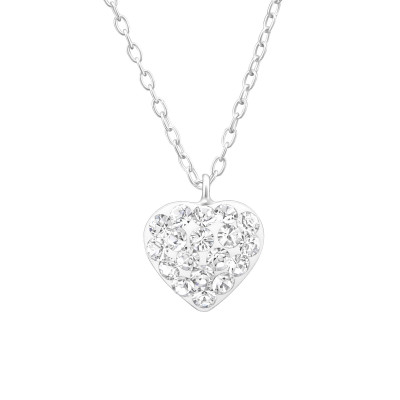 Children's Silver Heart Necklace with Crystal