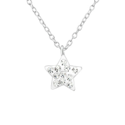 Children's Silver Star Necklace with Crystal