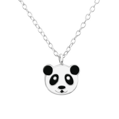 Children's Silver Panda Necklace with Epoxy