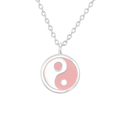 Children's Silver Yin-Yang Necklace with Epoxy