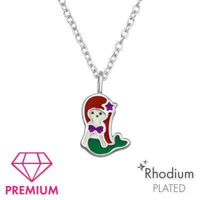 Children's Silver Mermaid Necklace with Epoxy