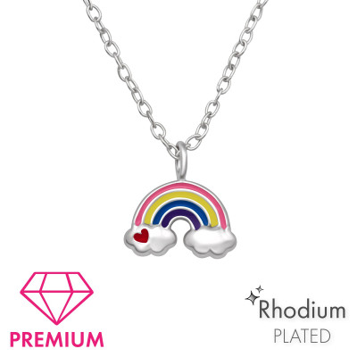 Children's Silver Rainbow Necklace with Epoxy