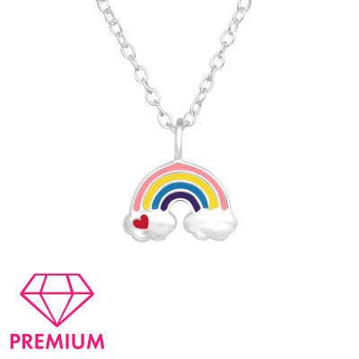 Children's Silver Rainbow Necklace with Epoxy