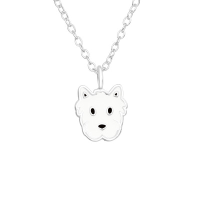 Children's Silver Dog Necklace with Epoxy