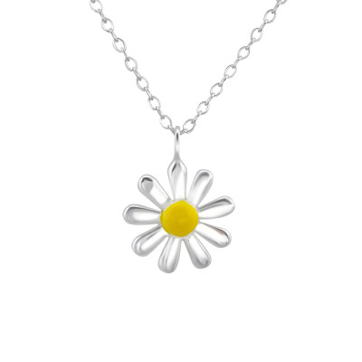 Flower Children's Sterling Silver Necklace with Epoxy