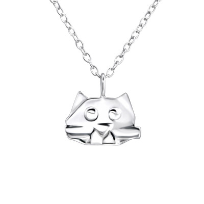 Cat Face Children's Sterling Silver Necklace