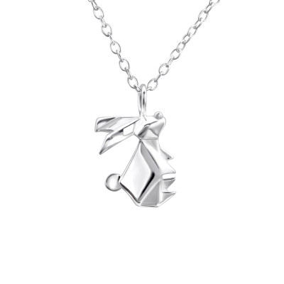 Origami Rabbit Children's Sterling Silver Necklace