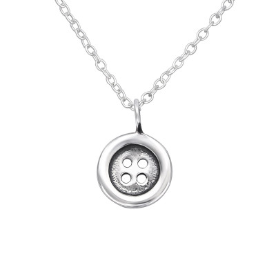 Children's Silver Button Necklace