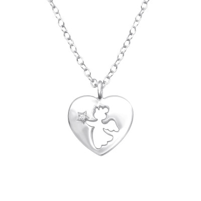 Children's Silver Angle Necklace with Cubic Zirconia